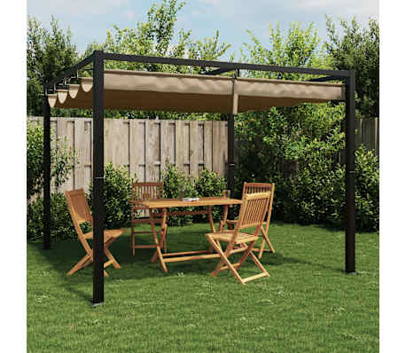 vidaXL kerti pavilon leh&uacute;zhat&oacute; tetővel 3x3 m ac&eacute;l