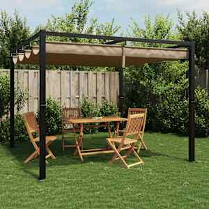 vidaXL kerti pavilon leh&uacute;zhat&oacute; tetővel 3x3 m ac&eacute;l