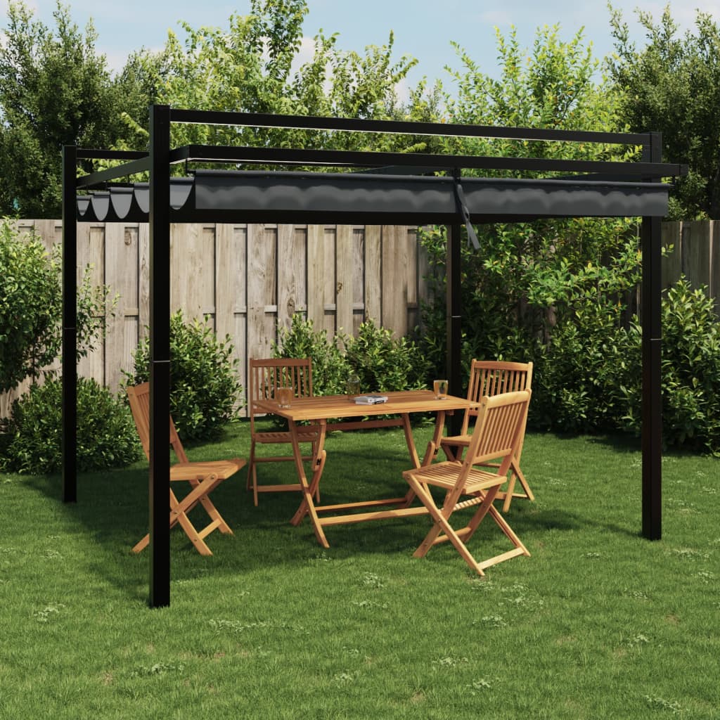 vidaXL Gartenpavillon mit Ausziehbarem Dach Anthrazit 3x3 m Aluminium