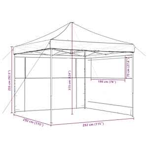 Skládací party stan pop-up se 2 bočními stěnami černý - obrázek 9