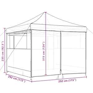 Skládací party stan pop-up se 4 bočními stěnami terakota - obrázek 10