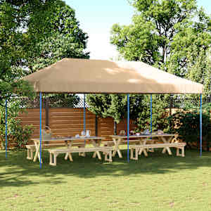 Skládací party stan pop-up béžový 580 x 292 x 315 cm - obrázek 1