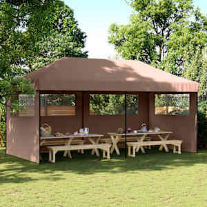 Zložljivi pop-up šotor za zabave 3 stranice rjav