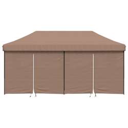 vidaXL Partytent inklapbaar pop-up met 4 zijwanden bruin