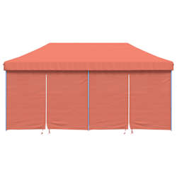 vidaXL saliekama svinību nojume, 4 sānu sienas, sarkanbrūna