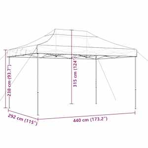 Skládací party stan pop-up hnědý 440 x 292 x 315 cm - obrázek 9