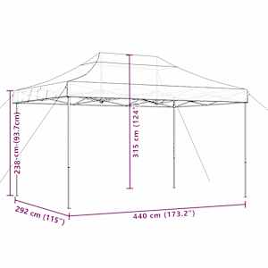 Skládací party stan pop-up černý 440 x 292 x 315 cm - obrázek 9