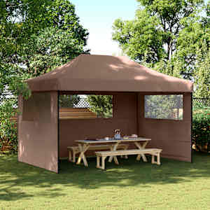 Zložljivi pop-up šotor za zabave 3 stranice rjav