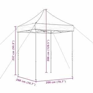 Skládací party stan pop-up béžový 200 x 200 x 306 cm - obrázek 9