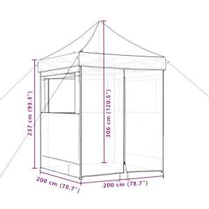 Skládací party stan pop-up se 4 bočními stěnami béžový - obrázek 10