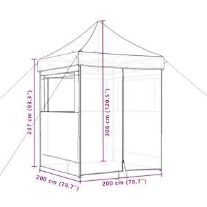Skládací party stan pop-up se 4 bočními stěnami taupe - obrázek 10