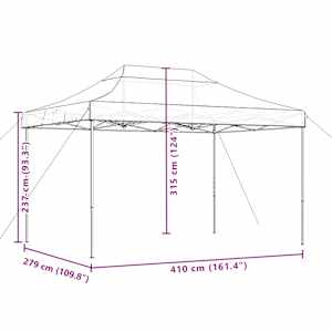 Skládací party stan pop-up taupe 410 x 279 x 315 cm - obrázek 9