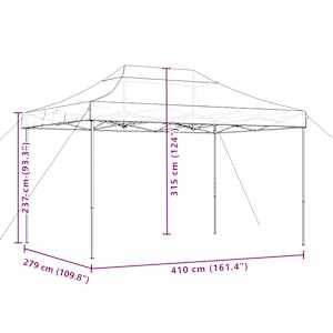 Skládací party stan pop-up černý 410 x 279 x 315 cm - obrázek 9