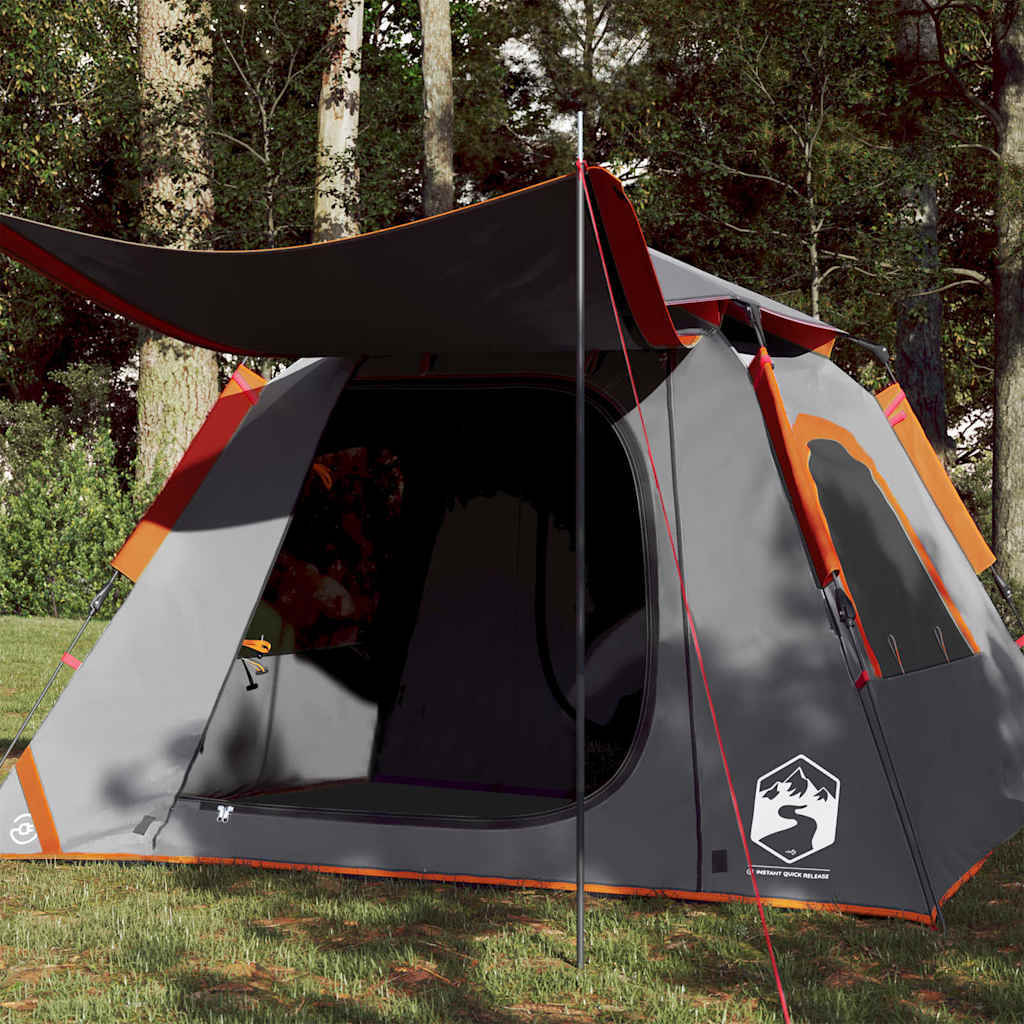 vidaXL Tenda campismo cúpula 4 pessoas libertação rápida cinza/laranja