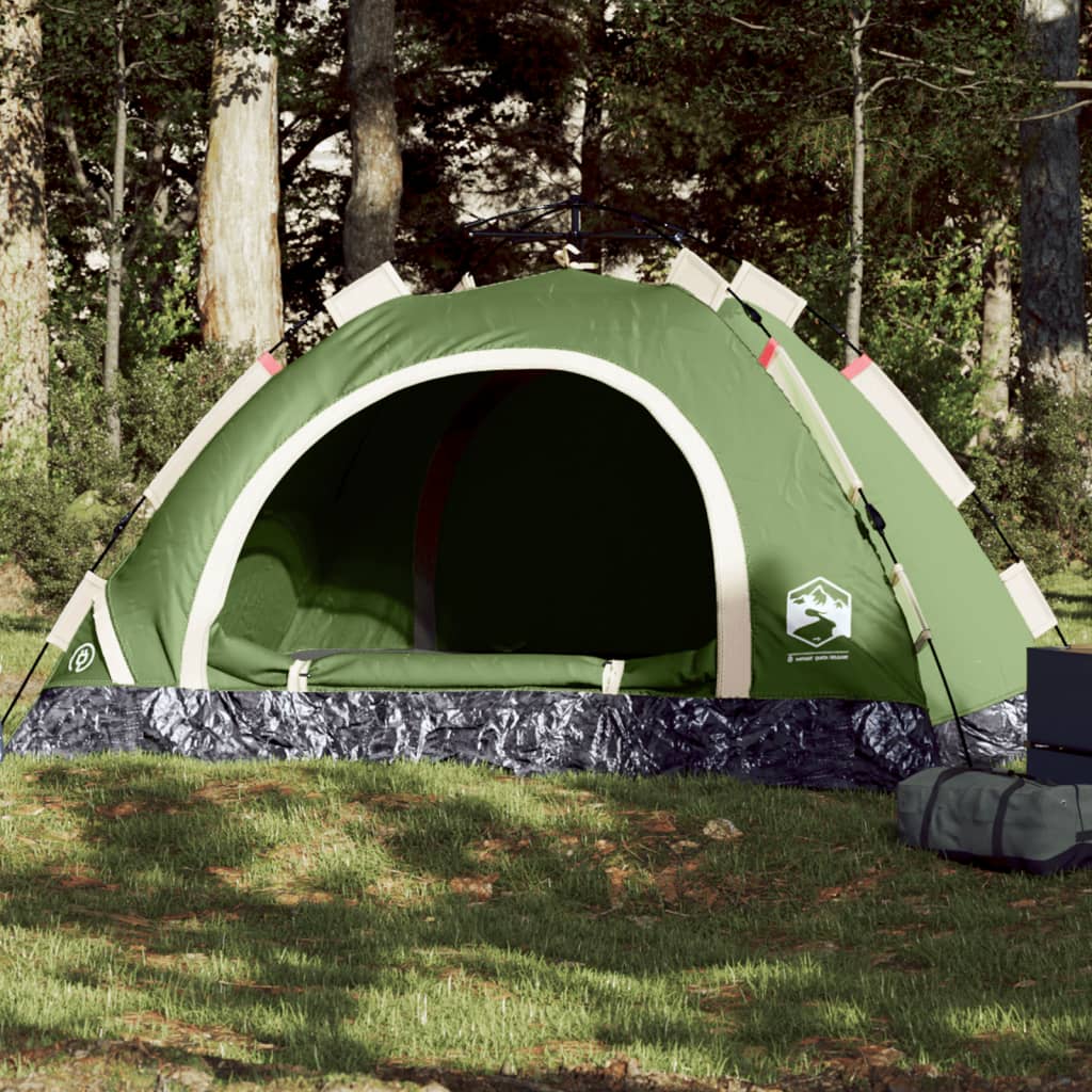 vidaXL Cort de camping pentru 3 persoane, setare rapidă, verde