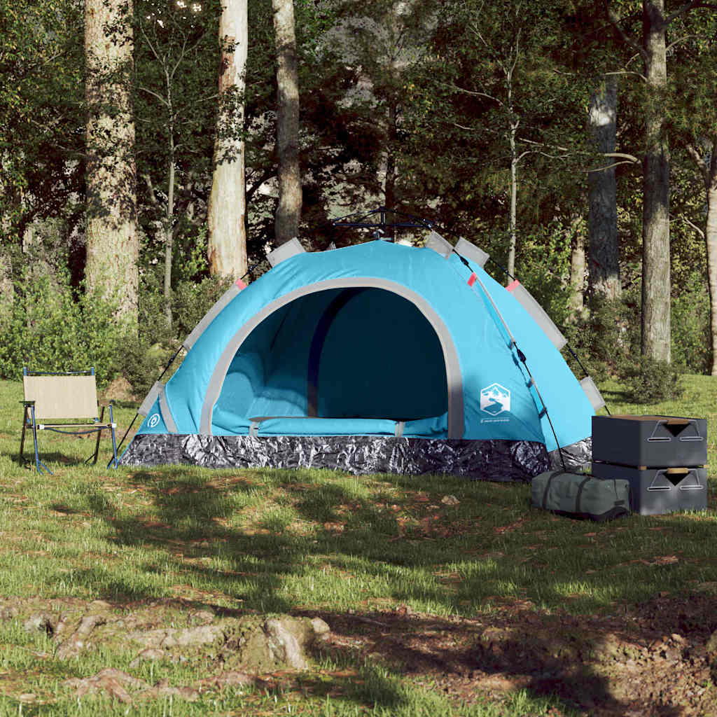 vidaXL Tent 3-persoons snelontgrendeling blauw afbeelding