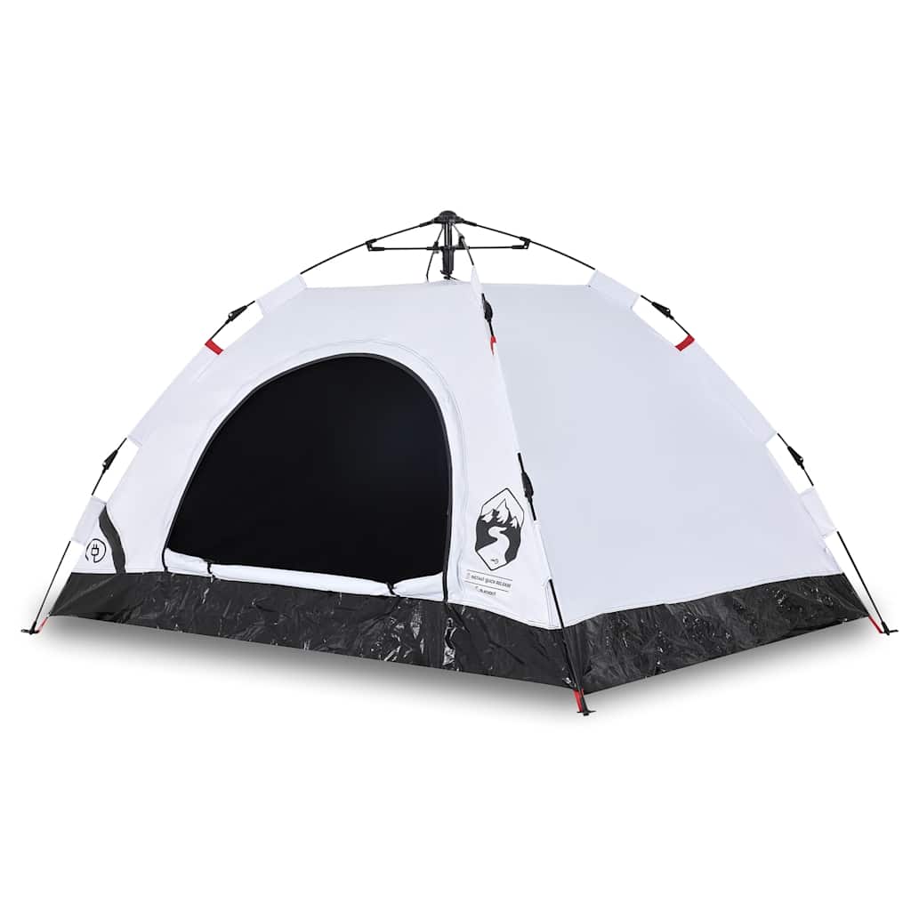 vidaXL Cort de camping 3 persoane, alb opac, setare rapidă, țesătură