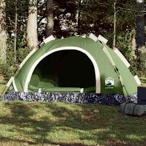 Šotor za kampiranje za 4 osebe zelen za hitro postavitev