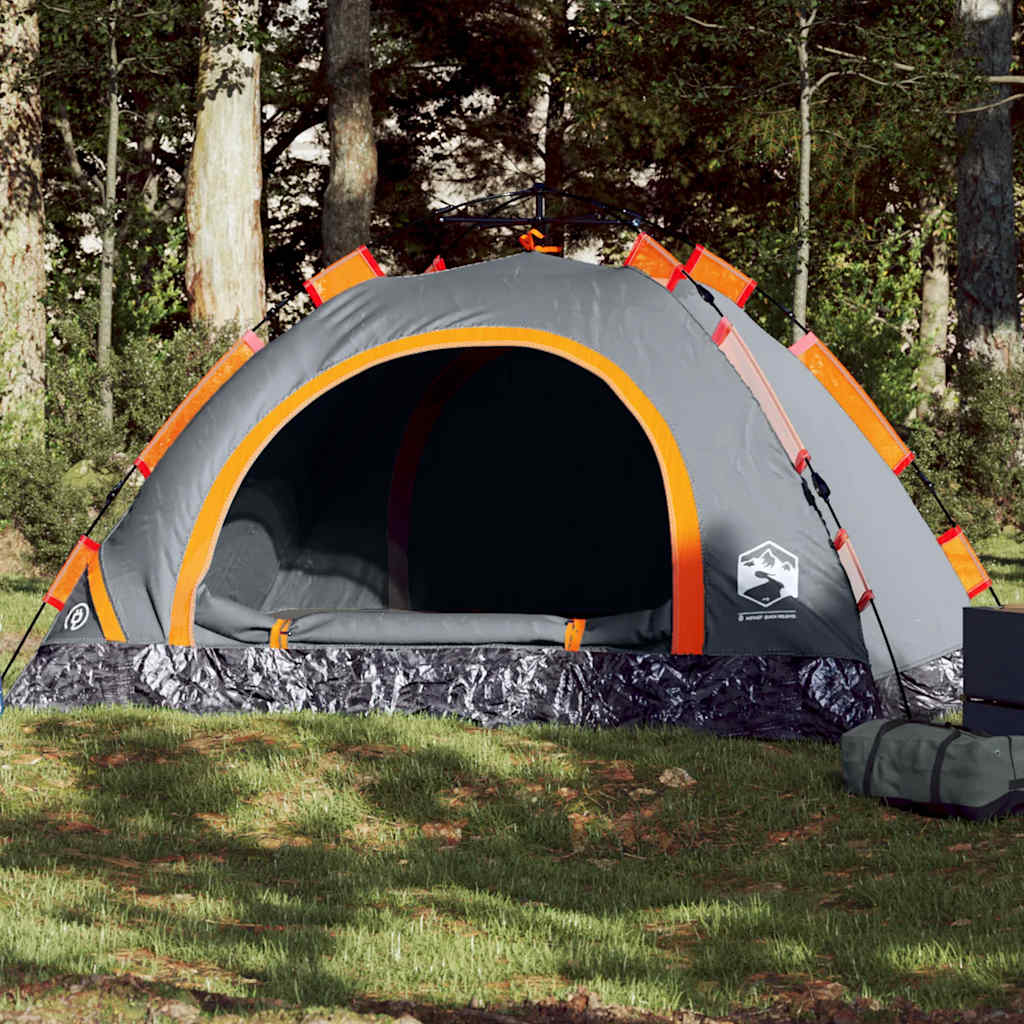 vidaXL Campingzelt 4 Personen Grau und Orange Quick Release