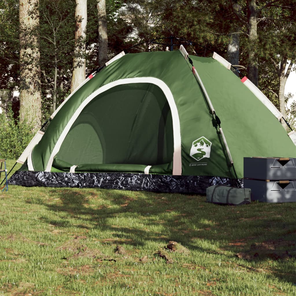 vidaXL Cort de camping pentru 5 persoane, eliberare rapidă, verde