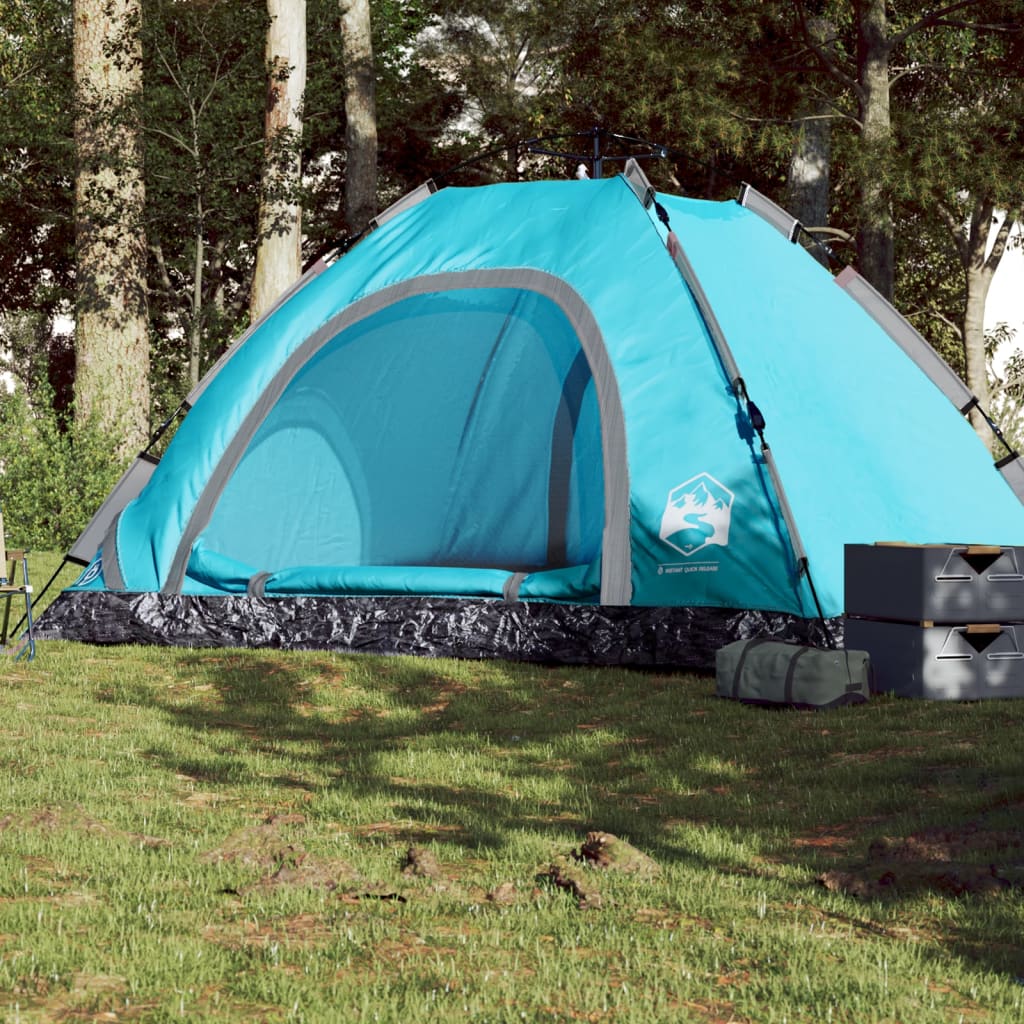 vidaXL Cort de camping pentru 5 persoane, eliberare rapidă, albastru