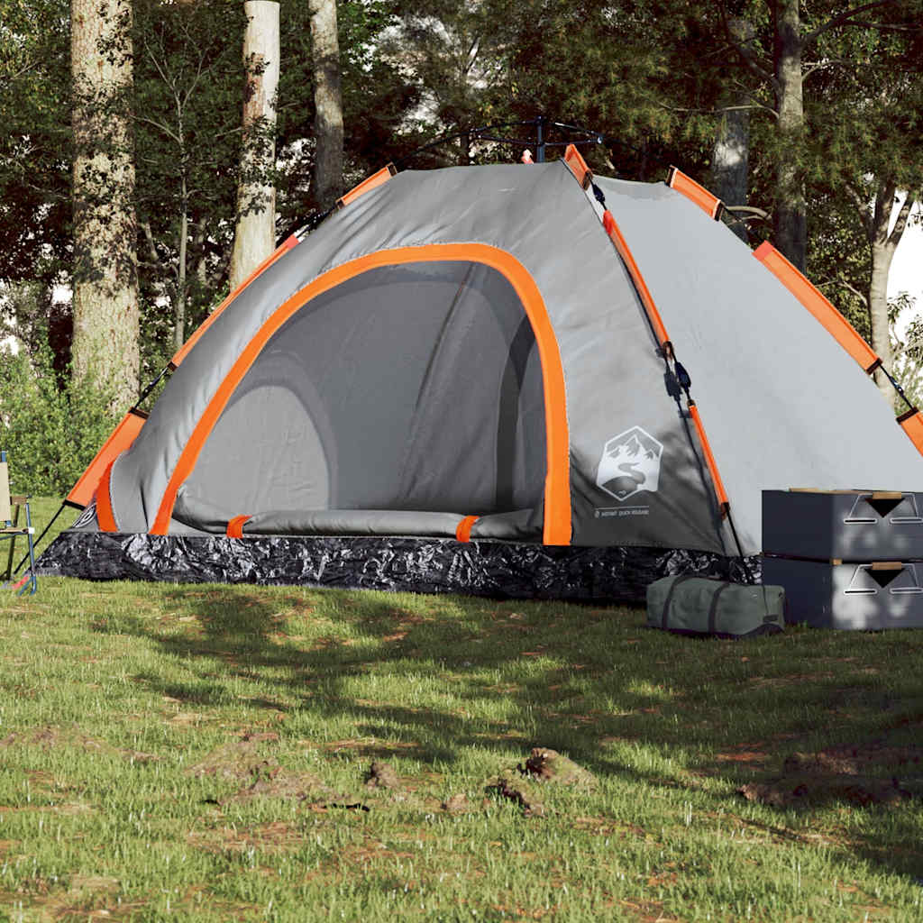 vidaXL Campingzelt 5 Personen Grau und Orange Quick Release