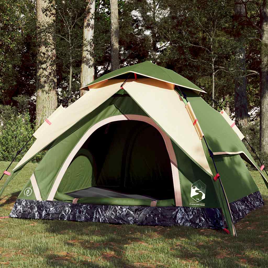 vidaXL Cort de camping cupolă 4 persoane, setare rapidă, verde