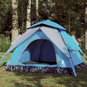 Šotor za kampiranje za 4 osebe moder za hitro postavitev