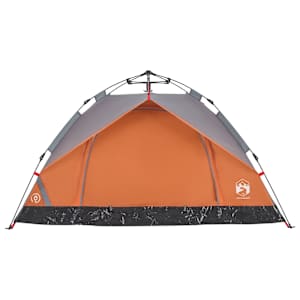 Kempingový stan kupole pro 2 šedý a oranžový rychloupínací - obrázek 5