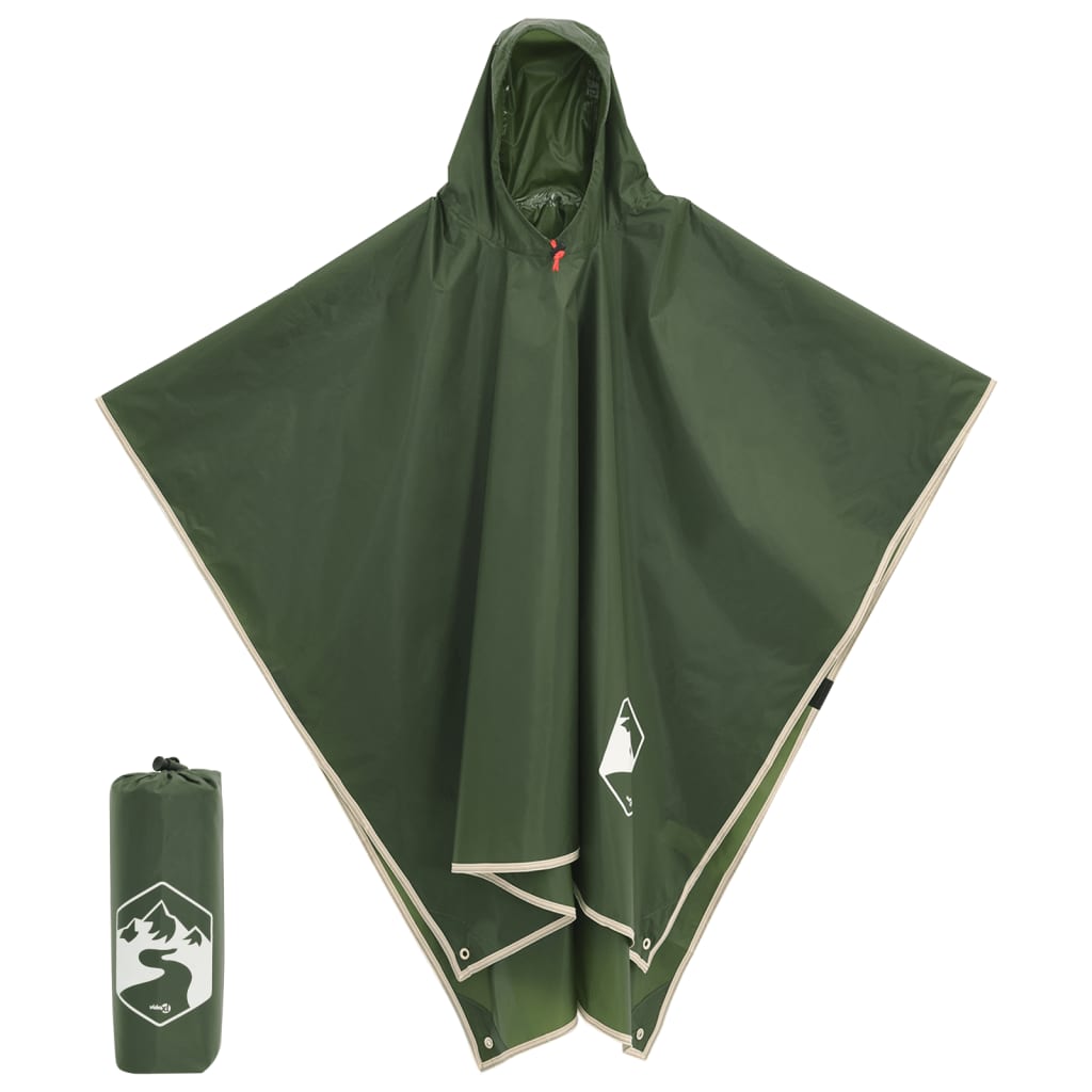 vidaXL Poncho de ploaie cu glugă, design 2 în 1, verde, 223x145 cm