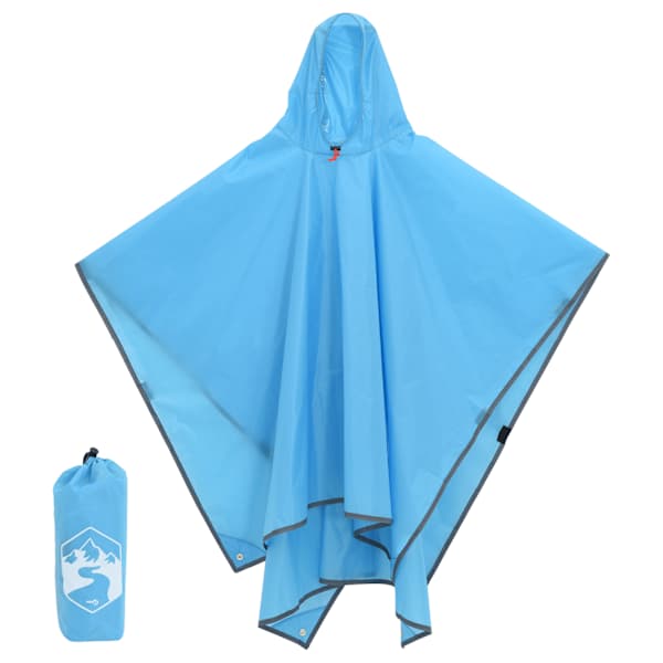 vidaXL vihmakeep kapuutsiga, kaks-&uuml;hes disain, sinine, 223 x 145 cm