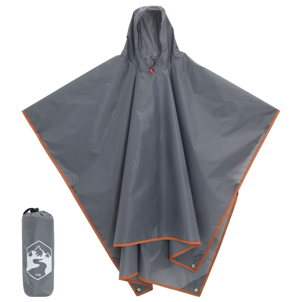 vidaXL Poncho ploaie cu glugă design 2 în 1 gri/portocaliu 223x145 cm