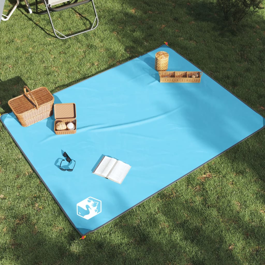 vidaXL Pătură de picnic cu țăruși, albastru, 205x155 cm