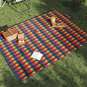 Pikniková deka skládací vícebarevná kostkovaná 200x150 cm samet - obrázek 1