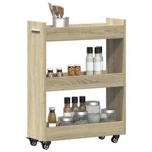 Skříňka na kolečkách dub sonoma 60x22x79 cm kompozitní dřevo - obrázek 4