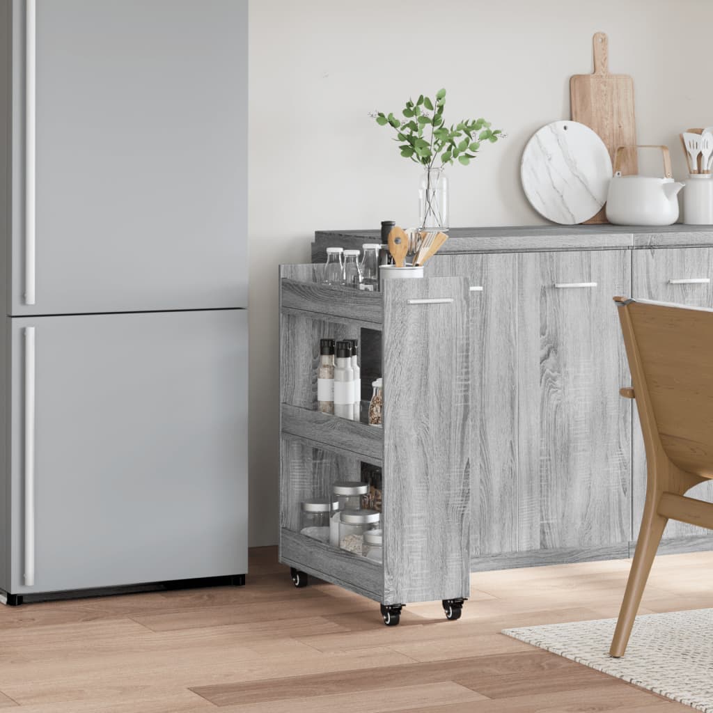 vidaXL Kast met wieltjes 60x22x79 bewerkt hout grijs sonoma afbeelding