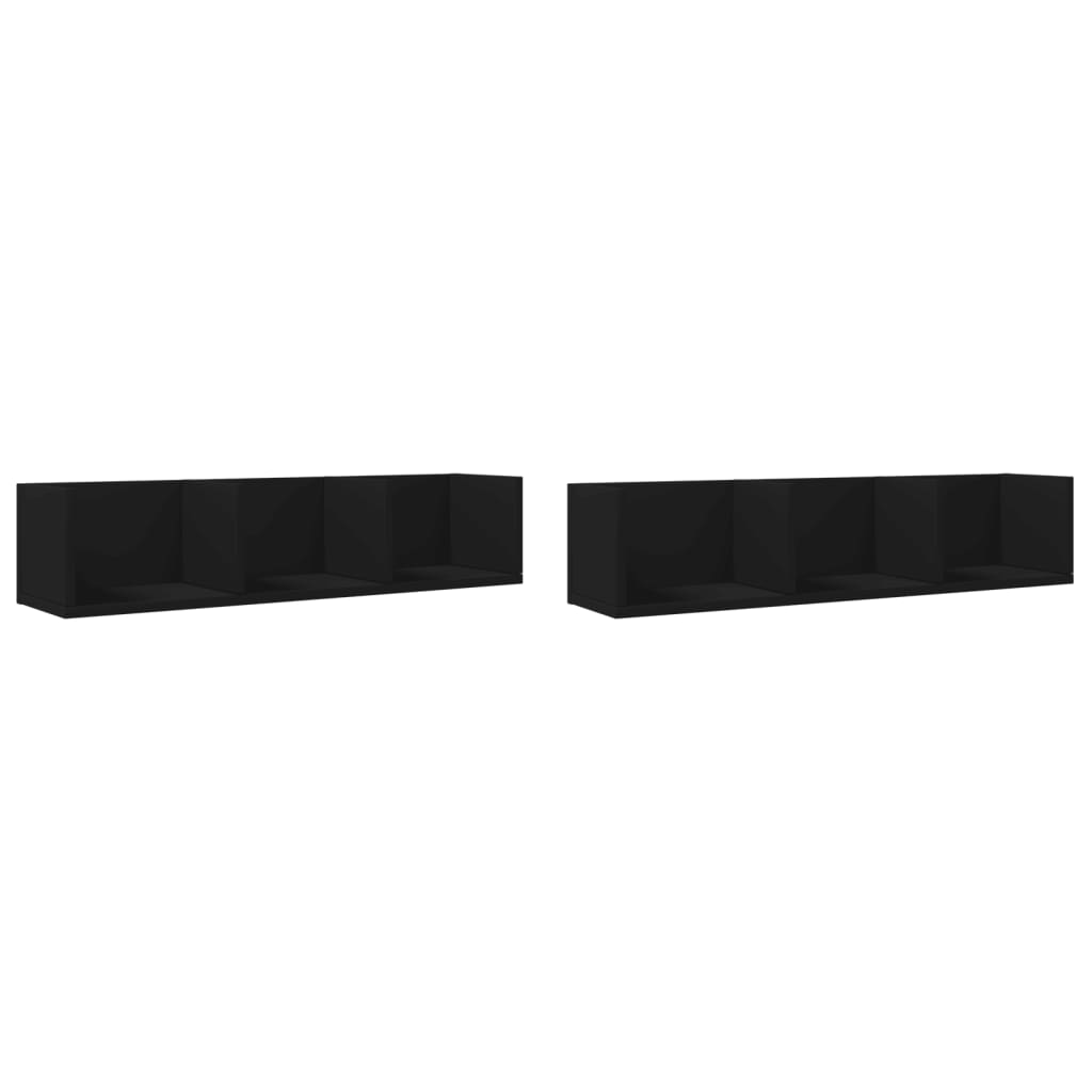 vidaXL Nástěnné skříňky 2 ks černé 75 x 18 x 16,5 cm kompozitní dřevo