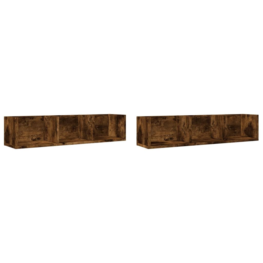 vidaXL Nástěnné skříňky 2 ks kouřový dub 75 x 18 x 16,5 cm kompozit