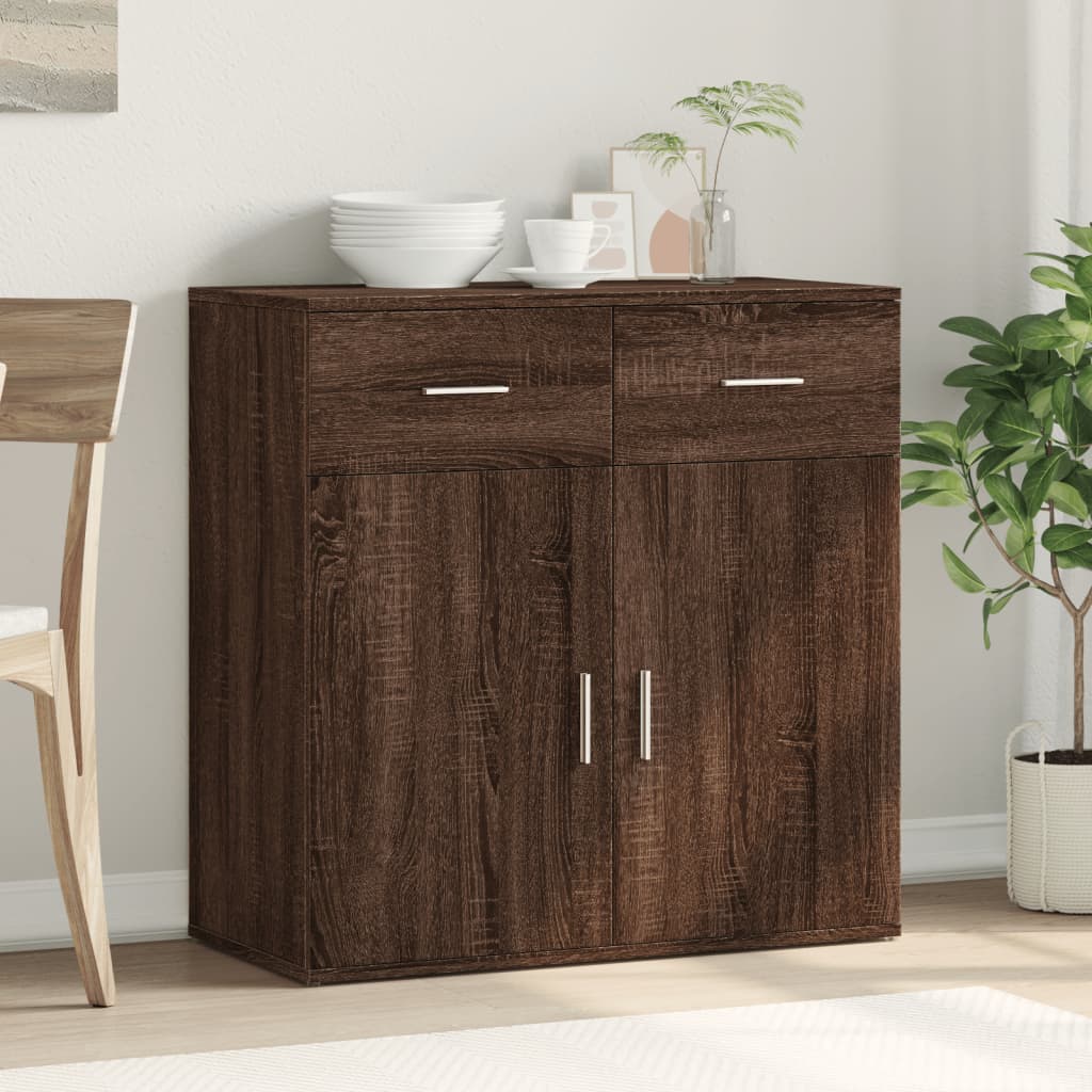 vidaXL Dressoir 79x38x80 cm bewerkt hout bruin eikenkleur afbeelding