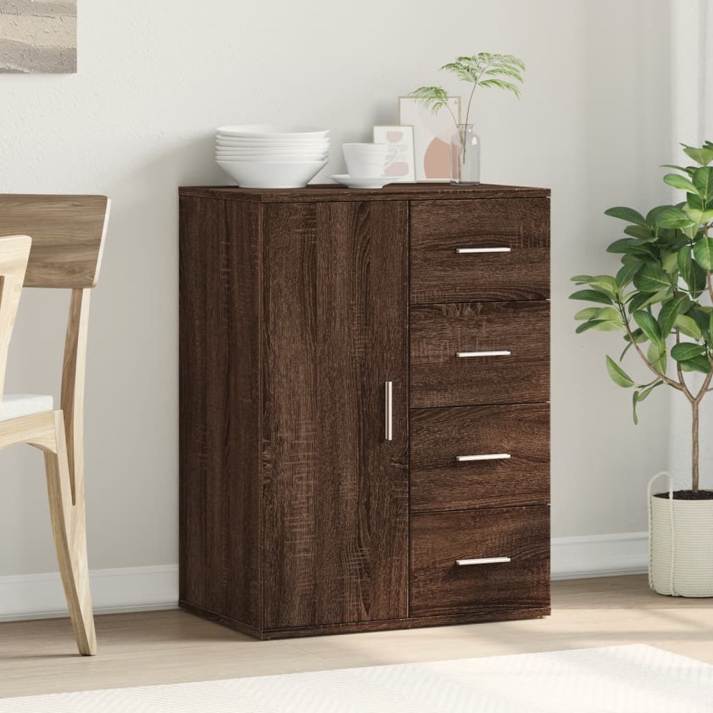vidaXL Dressoir 59x39x80 cm bewerkt hout bruin eikenkleur afbeelding