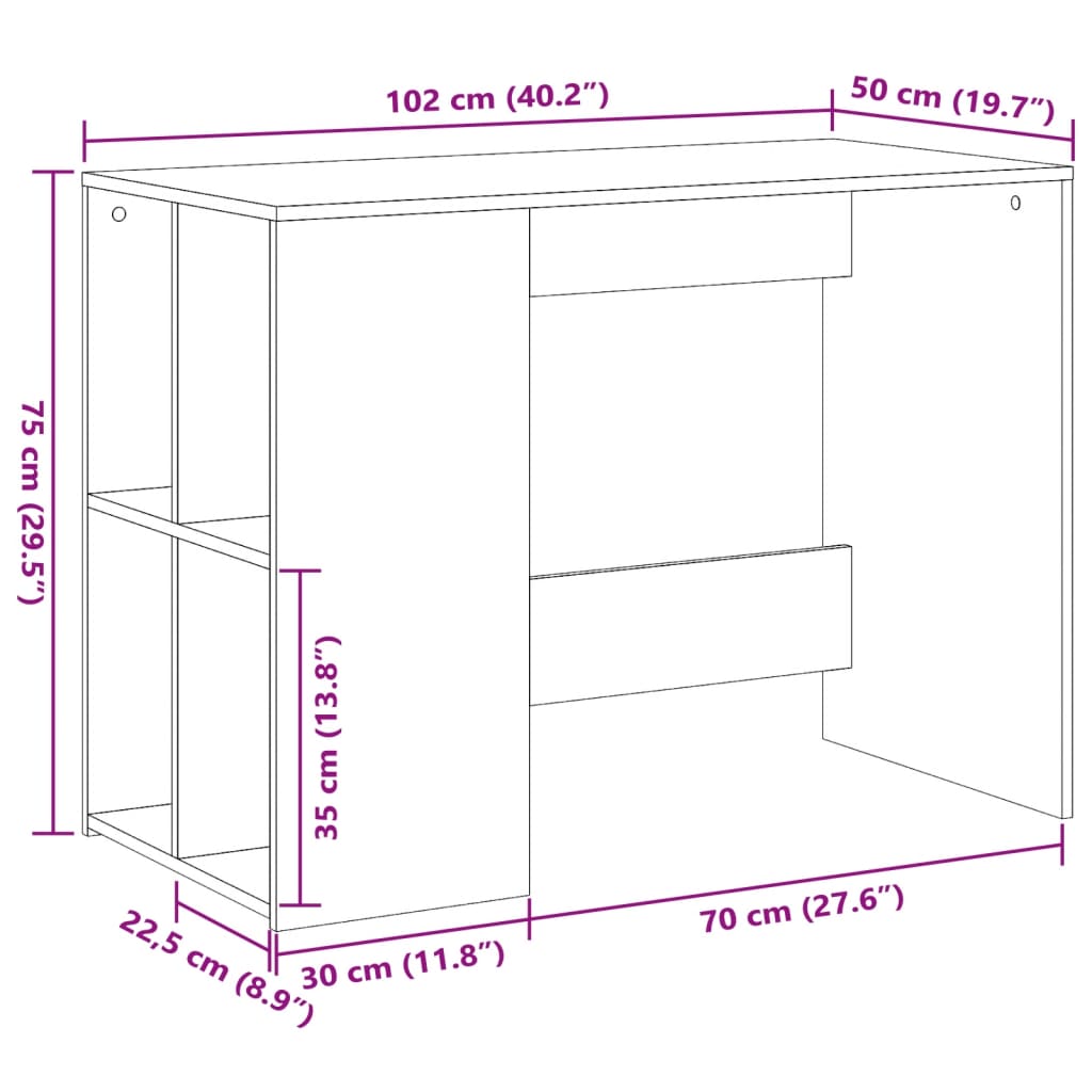 imagem de vidaXL Secretária 102x50x75 cm derivados de madeira branco10