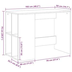 Psací stůl bílý 102 x 50 x 75 cm kompozitní dřevo - obrázek 9
