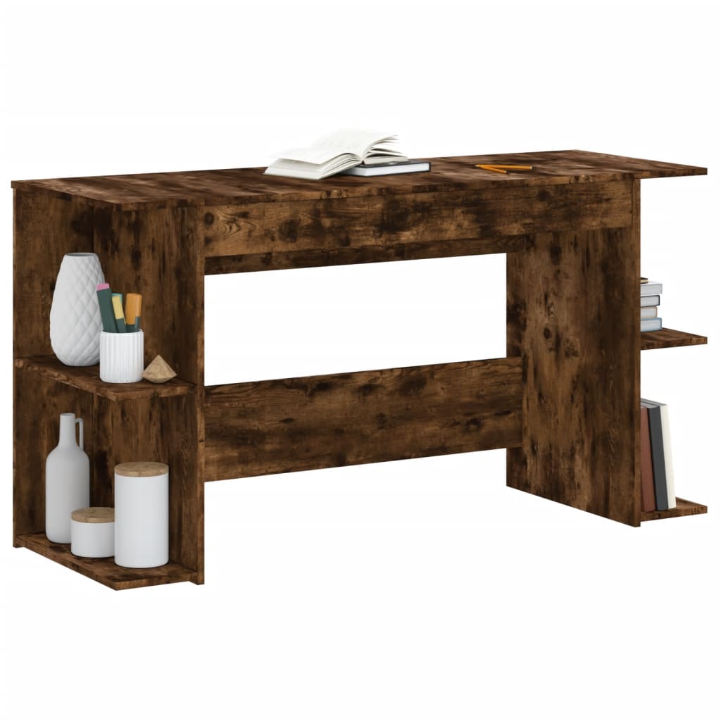 vidaXL Bureau 140x50x75 cm bewerkt hout gerookt eikenkleurig afbeelding