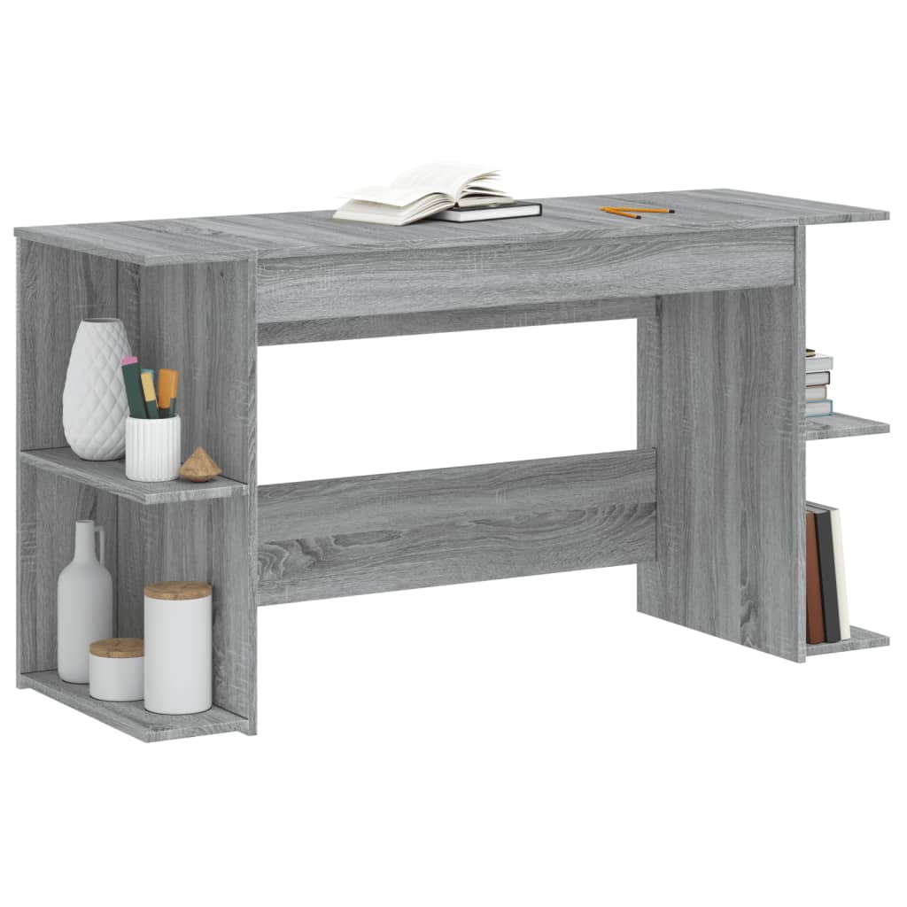 vidaXL Bureau 140x50x75 cm bewerkt hout grijs sonoma eikenkleurig afbeelding