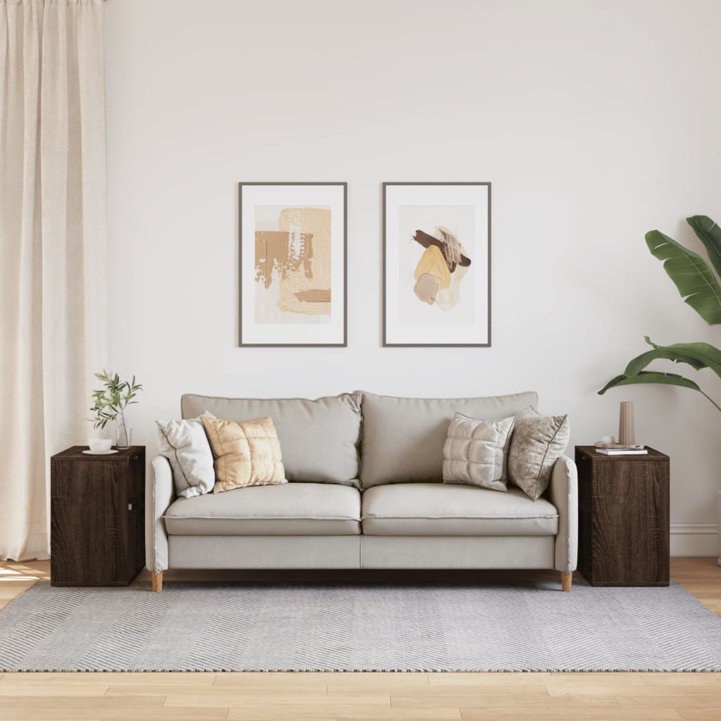 vidaXL 2 db barna tölgyszínű szerelt fa kisasztal 50x30x50 cm