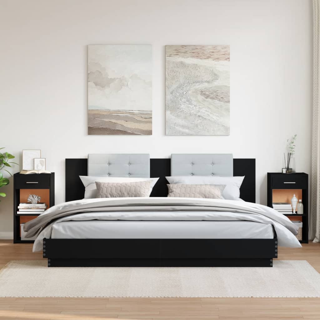 vidaXL Nachtkastjes 2 st 35x34x65 cm bewerkt hout zwart afbeelding