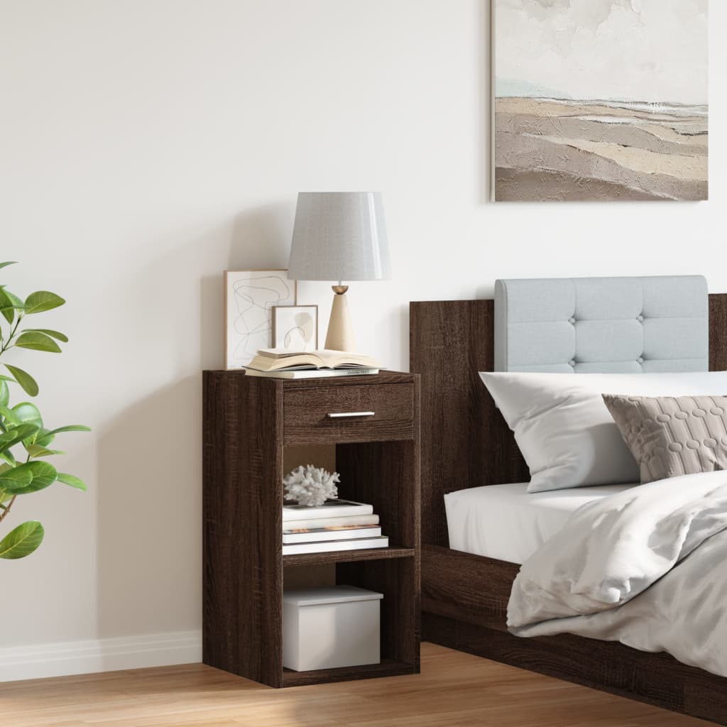 vidaXL Nachtkastje 35x34x65 cm bewerkt hout bruin eikenkleurig afbeelding
