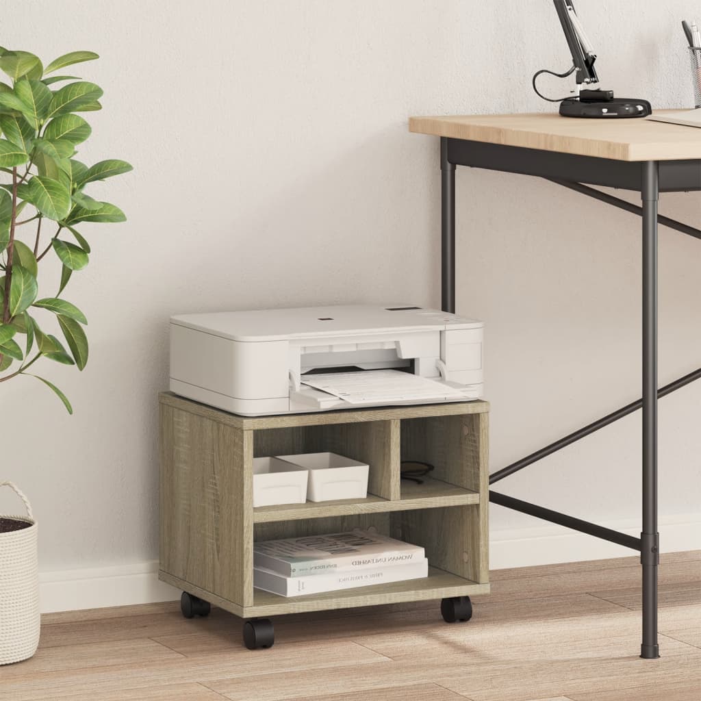 vidaXL Printerkastje met wielen 41x32x34,5 cm sonoma eikenkleurig afbeelding