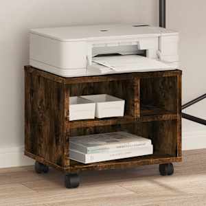 Stojalo za tiskalnik s kolesi dimljeni hrast 41x32x34,5 cm