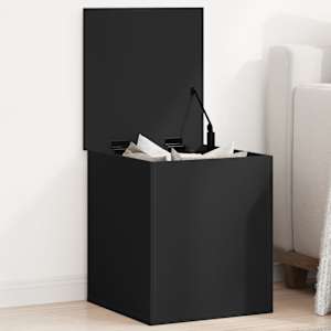 Úložný box černý 40 x 42 x 46 cm kompozitní dřevo